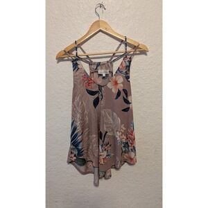 Modern Attraction Floral Tank Top Women Medium Tropical V Neck Strappy